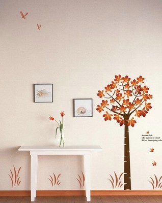 AY202發(fā)財樹風(fēng)情樹墻貼 不傷墻、超大尺寸、無白邊PVC透明膜的理想裝飾選擇